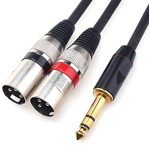 TISINO Cavo Splitter a Y 6.35mm TRS a Doppio XLR Maschio Stereo Cavo Breakout Cavo Patch - 3m