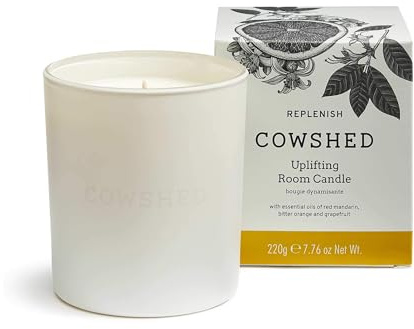 Cowshed Replenish Scented Candle 220g | Bitter Orange & Grapefruit Aromatherapy Candle | Natural Soy Wax Candle with Cotton Wick | Citrus Home Fragrance Candle | Long Burn Uplifting Candle