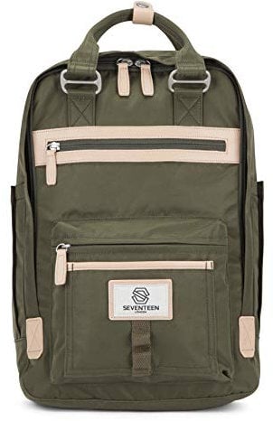 SEVENTEEN LONDON – 12L Laptop-Rucksack für Damen 13 Zoll Mädchen Jungen Schulrucksack Wasserabweisendes Nylon Tagesrucksack in Dunkelgrün für Universität/Reisen/Herren – 'Wimbledon'