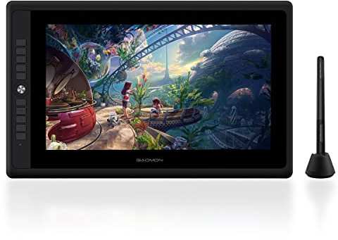 GAOMON PD156PRO 15,6 Zoll Pen Display 125% sRGB Volllaminiertes Zeichentablett mit Bildschirm mit 10 Express-Tasten Professioneller Grafik-Zeichen-Monitor mit begabtem Verstellbarem Ständer Schwarz