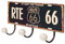aubaho Garderobe Wandgarderobe 3er USA Route 66 Metall Porzellan Wandhaken 37cm
