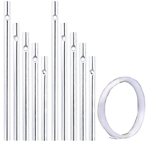 BHGT 20 Pz Tubi di Campana a Vento Campanello Tubolare Campana Eolica Decorazione Fai da Te Tubo Alluminio Argento per Casa Salone Giardino Cortile Scacciapensieri