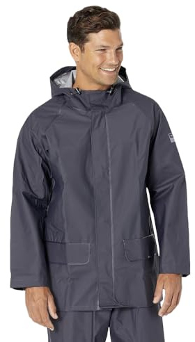 Helly Hansen Workwear Mandal Waterproof Jacket for Men - Adjustable Hood, PVC-Coated Protective Windbreaker & Rain Coat - 590 Classic Navy