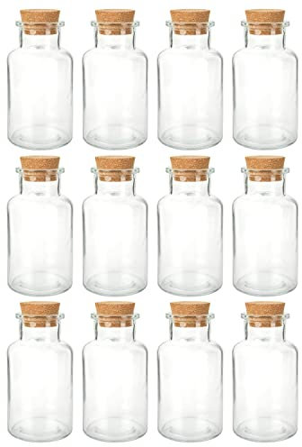 Schramm® Gewürzgläser 300ml rund wählbar 6, 12 oder 24 Stück 14 x 6,8 cm mit Kork Verschluss inkl. Etiketten verschiedene Anzahl wählbar Aufbewahrungsgläser, Größe:12 Stück