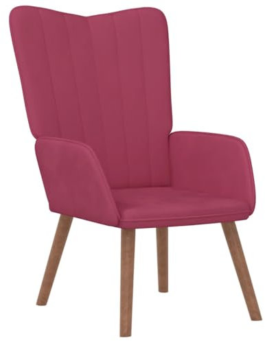 vidaXL Relaxsessel, Sessel mit Stahlrahmen Holzbeinen, Relaxstuhl Polsterstuhl mit Armlehne, Fernsehsessel Polstersessel Wohnzimmer, Modern, Weinrot Samt