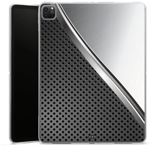 DeinDesign Silikon Hülle kompatibel mit Apple iPad Pro 12.9 (2020) Case Tablet Hülle Carbon Stahl Metall