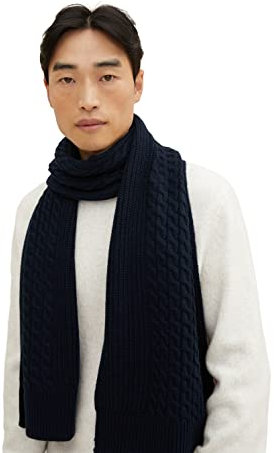 TOM TAILOR Herren Zopfmuster Schal 1034382, 10668 - Sky Captain Blue, ONESIZE