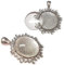 Perlin 4 Set Fassungen Schmuck Charm Leere Lünette Medaillons Blume Metall Anhänger 25mm Runde 4 Stück Klar Glas Cabochon Fassung Rahmen (Silber)