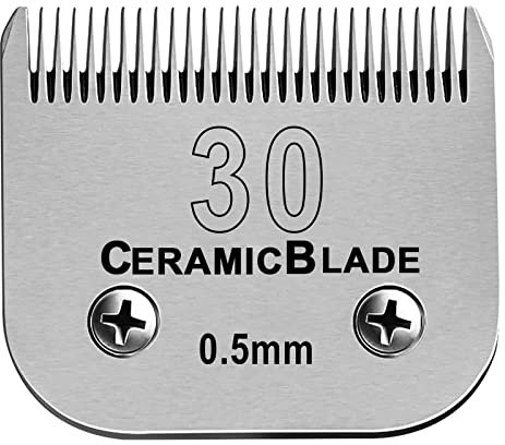 Lames amovibles en céramique pour tondeuse pour chien, compatibles avec les tondeuses Moser 45-50/Heiniger/Andis, Oster A5, Wahl KM Series, taille 30 1/50 (0,5 mm) Longueur de coupe