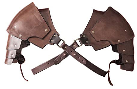 Harilla Mittelalterlicher Schulterschutz aus Kunstleder, Schulterschutz, verstellbar, Steampunk, Wikinger, spartanischer Krieger, Schulterschutzumhang, Halloween Kostümzubehör für Mottoparty, Brown