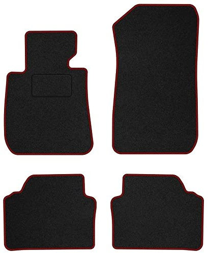 MatsMore Autoteppiche Automatten Velours Fussmatten passt für BMW 3er E90 2004-2011 - Standard, Gewebt, Rot fußmatten Auto - Erleben Sie neuen Fahrkomfort mit einem Velours- Auto fußmatten Satz für