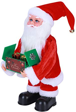 XGOPTS Figura di Babbo Natale musicale elettrico che canta e balla in piedi ornamento novità decorazione natalizia per la casa camino tavolo festa di Natale