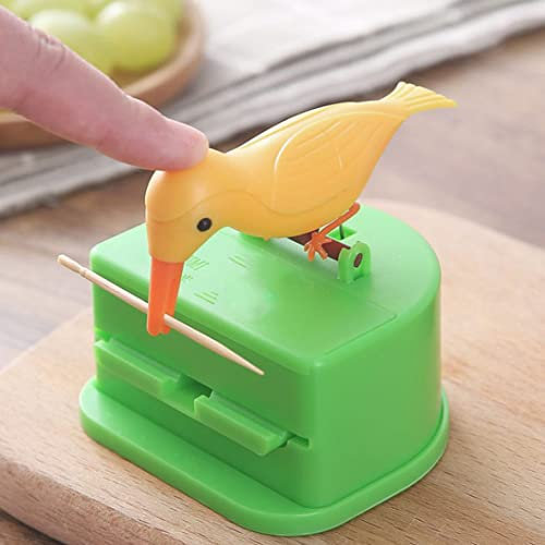 SunaOmni Vogel Zahnstocher Dispenser Teleskopisch automatisch niedlichen Push Zahnstocherhalter Style1 Cocktailstangen