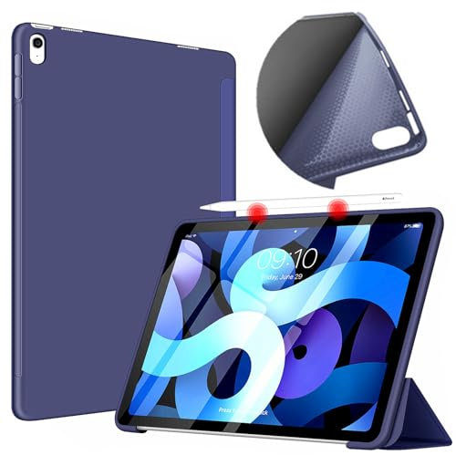 VAGHVEO Funda para iPad 11ª Generación (A16) 11 2025 / iPad 10ª Generación 2022 10,9 Pulgadas Cover con Parte Trasera de TPU Suave, Flexible de Carcasa Protectora Delgada en Tres Partes, Azul Marino
