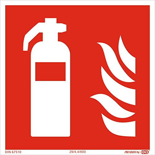 Feuerlöschersymbol ISO7010 150x150 Brandschutzzeichen Symbolschild Feuerlöscher ISO Kunststoffplatte nachleuchtend &. selbstklebend 150x150mm