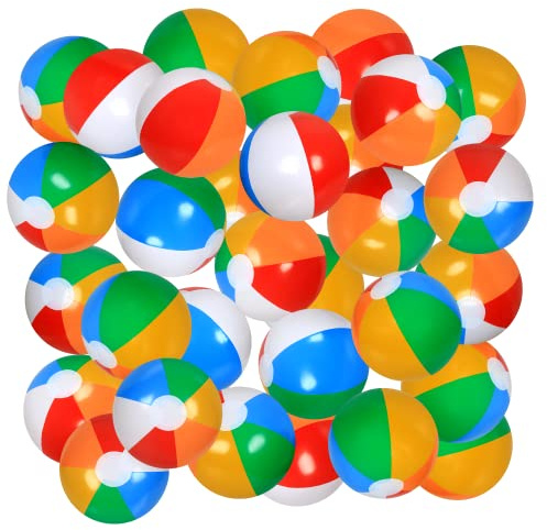 LYDTICK 30 Pack Beach Balls Bulk, 12 Inflatable Pool Toys Beach Toys for Kids Beach Balls for Summer Water Games, Rainbow