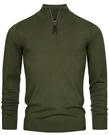 Indicode Herren Gore Pullover aus 80% Baumwolle mit Stehkragen | Strickpullover für Männer Army, S