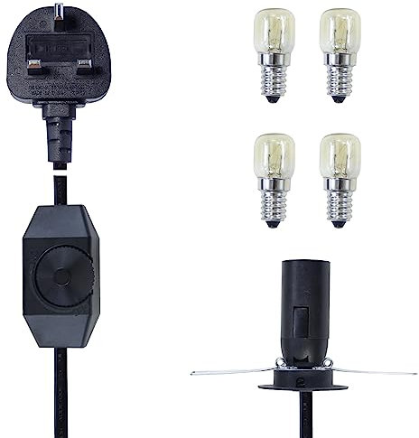 Himalayan Salt lamp Replacement Light Fitting e14 Bulb Holder, 6FT Salt Lamp Spare Power Cord Cable with Dimmer Control Switch and 4 Bulbs (Dimmer Switch)…