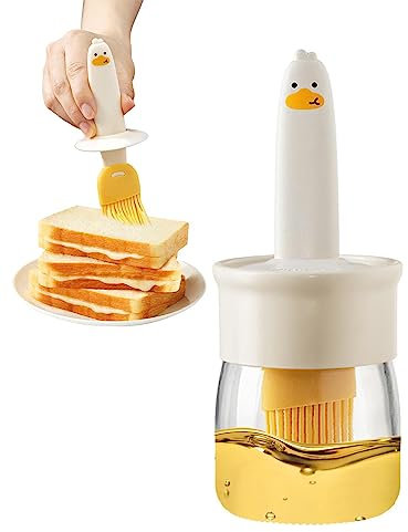 Distributeur d'huile d'olive avec pinceau - Réservoir d'huile avec brosse, pinceau à huile de cuisine pour un rangement pratique et un design de trempage, idéal pour la cuisine, le camping et pour une