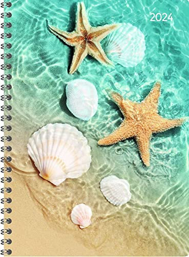 Ladytimer Ringbuch Beach - Taschenkalender A5 - Kalender 2024 - Alpha Edition-Verlag - Eine Woche auf 2 Seiten - Buchplaner mit Platz für Notizen - Format 15 cm x 21 cm