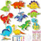 Shinybox Dinosaurier Holz Bastelset, 20 Stück Dinosaurier Malset für Kinder, Dinosaurier Bemalen, DIY Holz Bastelset, Dinosaurier DIY Bastelset für Kinder Geschenk Party Geburtstagsdeko