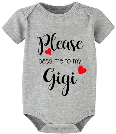 Please Pass Me To My Gigi Neutral Baby Romper Short Sleeve Girls Newborn Clothes White Cute Baby Girl Clothes 0-3 Months