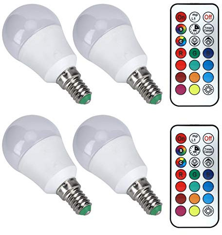 Akozon 45 W LED-RGB-Glühbirne, Bunt, Wechselbar, mit Fernbedienung, für Schlafzimmer, Treppenhaus, Bar, 85 V, 265 V, für den Heimgebrauch (RGB+Warmweiß 3000K E14)