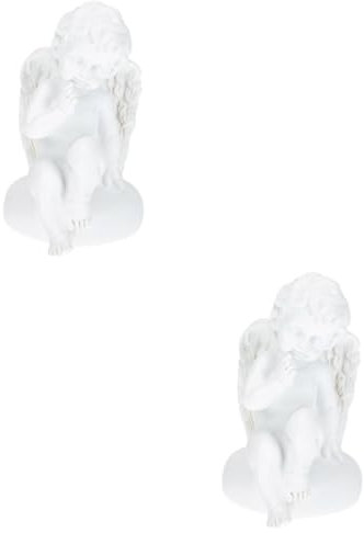IMIKEYA 2 STK Engel Ornamente Cherub Gartenstatue Kleine Cherub-Statue Cherub-skulptur Amor-skulptur Decoraciones para Sala De Casa Schreibtischaufsatz Harz Weiß Baby Draussen Marionette