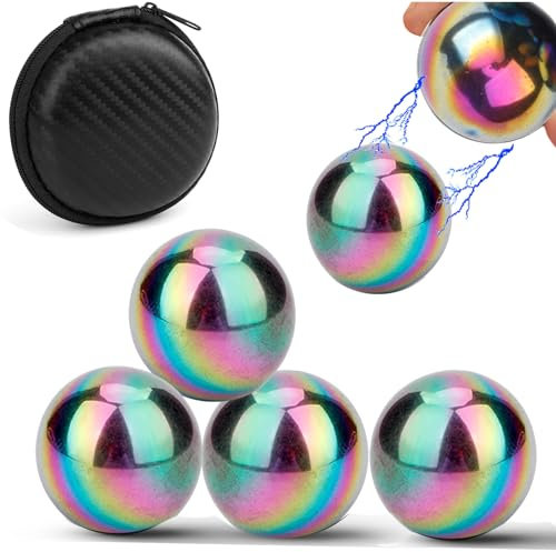 Cool 1.26 Inch Jumbo Magnetic Balls Fidget Gadget for Adults, Large Fidget Mangetic Roller for Ferrite Putty Office Desk Tool for Stress Relief, Holiday Stocking Stuffer Sensory 5 Pack
