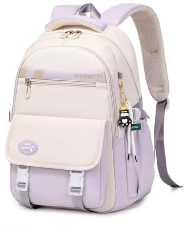 IvyH Schulrucksack Teenager Rucksack Mädchen Jungen, Lässige Daypack groß Wasserdicht für Mädchen 3-9. klasse Schulranzen für die Oberstufe College Reiserucksack, Lila