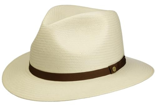 Stetson Sombrero de Paja Fallkirk Traveller Mujer/Hombre - Sol con Banda Grosgrain Verano Primavera/Verano - XL (60-61 cm) Blanco