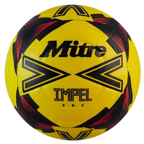 Mitre Impel Ballon de Football d'entraînement à Un Niveau Jaune Fluo/Noir/Rouge Taille 3