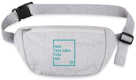 Spreadshirt Hüfttasche Selbst Gestalten Mit Foto Oder Text Wunschmotiv | Personalisierbare Recycelte Gürteltasche, One size, Grau meliert
