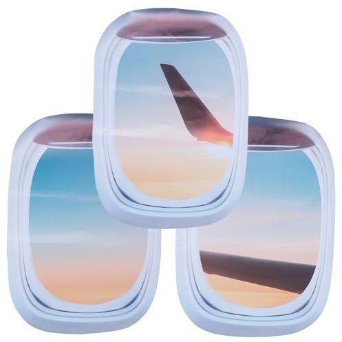 OSALADI 3St Aufkleber Flugzeug Wandtattoos mit Blick auf den Sonnenaufgang gefälschte fenster wandtattoos Wohnkultur Wandtattoo Planeten landschaft wandbild dreidimensional schmücken
