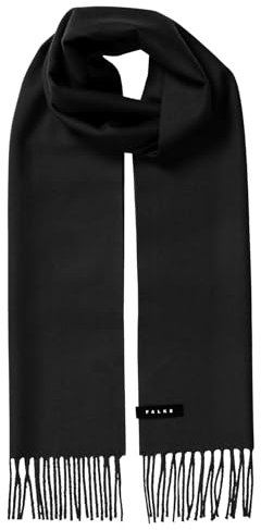 FALKE Unisex Winter-Schal Basic Woven With Fringes U Sc Wolle schnelltrocknend warm 1 Stück, Schwarz Black 3000, ONESIZE