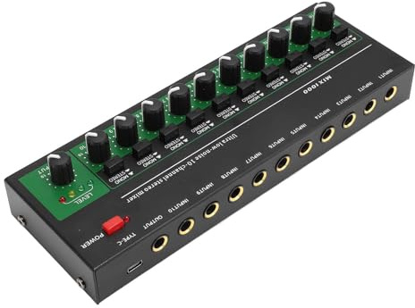 10 Kanal Soundmixer, Mehrkanal Audioprozessor, Rauscharme Stereo Mono Mischung mit unabhängigem Lautstärkeregler für PC Studio
