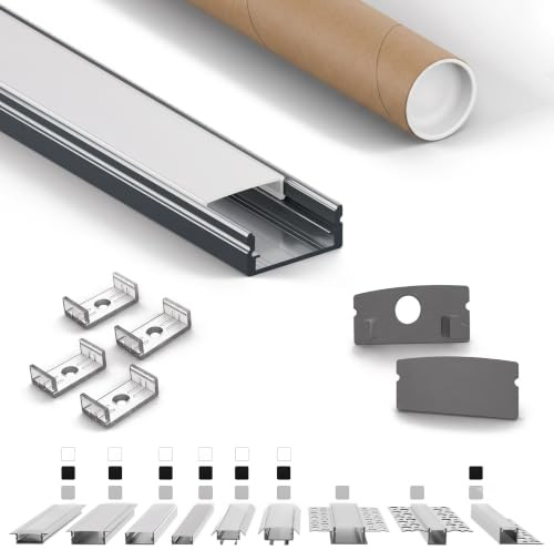 Tivendis AF LED Aluprofil 2 m Silber, milchige Abdeckung 5er-Set