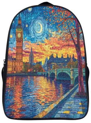 ChengzeTCo Bilayer Schulrucksack Londoner Tower Bridge Studenten-Buchtasche Mittelstufe Laptop-Rucksack 40x28x16cm Sport-Rucksack Für Jungen Kinder Fit Schule