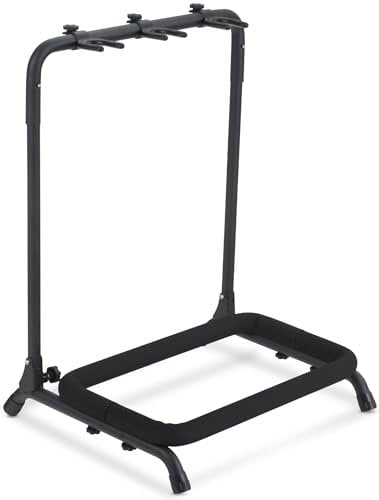 Classic Cantabile 3-fach Multi-Gitarrenständer - Ständer für Gitarren und Bässe - Zusammenklappbar für einfachen Transport - Verstellbare Halsstützen - Schaumstoffpolsterung - Metallkonstruktion