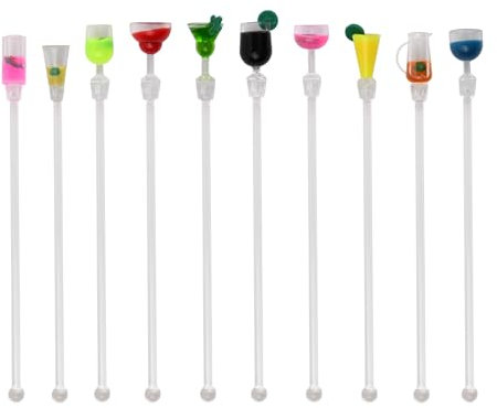 Ehuihuan 10 Touillettes Cocktail 23 cm, Touilleur et Agitateur Cocktail Élégant pour Café et Boissons, Accessoires de Cocktail Indispensables pour Fêtes et Réceptions