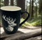 Gravur-Shop-Tasse mit Hirsch Gravur – auf Wunsch auch mit Text – gummierte Oberfläche – Farbe Schwarz-Porzellan-Personalisiert- Geschenk- Jagd