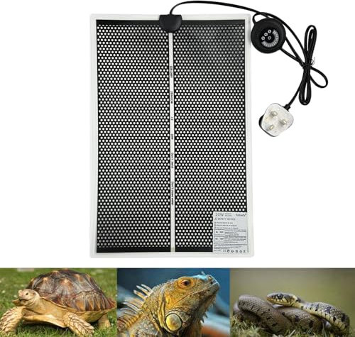 PeSandy Reptile Heat Pad with 7 Button Temperature Adjustment, Under Tank Terrarium Heat Mat for Reptiles Tortoise Snakes Lizard Gecko Frog Hermit Crab and Other Small Animal, 20W Reptile Heating Pads