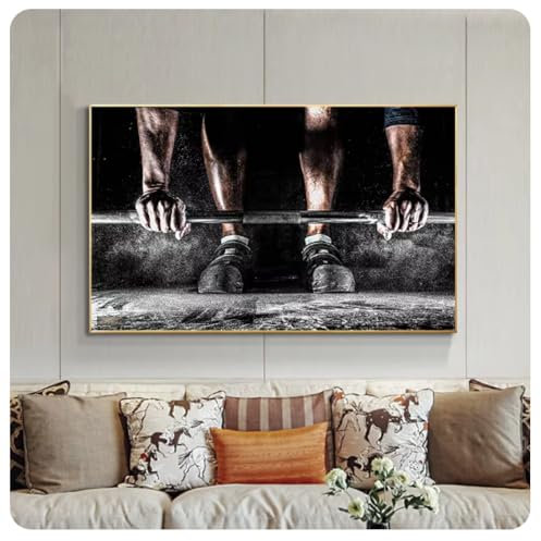 Poster mit Hanteltraining für Männer Gewichtheben Bodybuilding Fitness Workout Wandkunst Leinwandmalerei Poster und Drucke Fitnessstudio Zuhause 50 x 70 cm ungerahmt