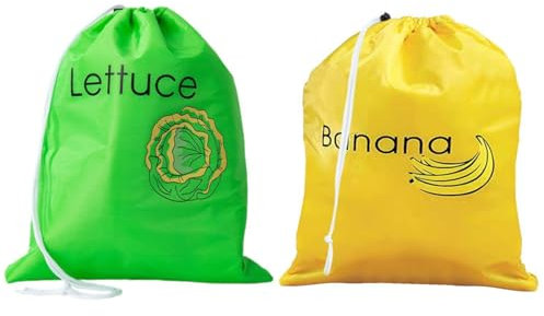 Paquete De 2 Bolsas De Almacenamiento De Frutas Y Verduras, Bolsas De Almacenamiento De Alimentos, Bolsas De Almacenamiento Con Cordón, Bolsas De Conservación De Alimentos Para Refrigerador