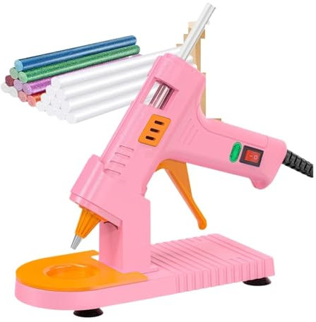 KAKAK Crafting Melting Glue Gun, 40W Mini Glue Gun with Base Holder, 30 Glue Sticks Suction Cups Stand, Anti Stick Silicone Mat On/Off Design for Crafts for DIY Arts Quick Home Repairs