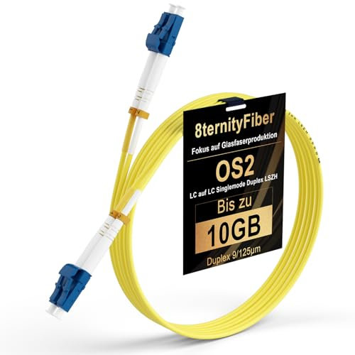 8ternityFiber OS2 Fibre Cable 2 m/7 ft, 1GB/10GB Glasfaser Singlemode LC auf LC Cable Duplex 9/125 µm, Längenoptionen: 0,2 m-50 m, OD: 2 mm, LSZH