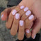 SXVME 48 Pcs Lilac Press on Nails Short Square Acrylic False Nails Short Coffin Natural Fake Nail Set Elegant Solid Color Full Cover Glossy Gel Stick on Nails for Women Daily Wear