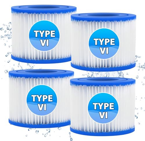 ARCELI 4 filtros para bañera de hidromasaje, cartucho de filtro de repuesto para Bestway tamaño VI, para todos los modelos Lay-Z-Sp - París, Miami, Vegas, Mónaco, Palm Spring, Cancún, Helsinki