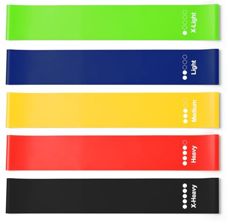 Fitnessbänder, 5er-Set, Widerstandsbänder mit 5 verschiedenen Widerstandsstufen, Gymnastikband für Fitnessstudio, Yoga und Training