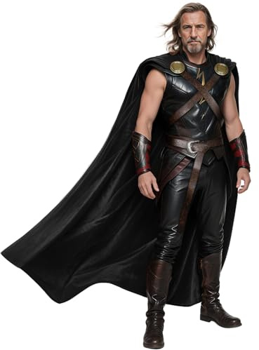 Joukavor Mittelalterlicher Umhang Thor Kostüm Umhang Erwachsene Damen Herren für Halloween Cosplay Comic Con
